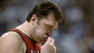 Watch Hall Of Famer Arvydas Sabonis Bank In A Backwards Shot From Mid-Court