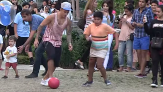 Justin Bieber Shows His Soccer Skills By Beating A Bunch Of Little Kids