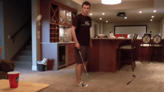 Watch This Bro Hit An Amazing Beer Pong Shot With A Golf Club