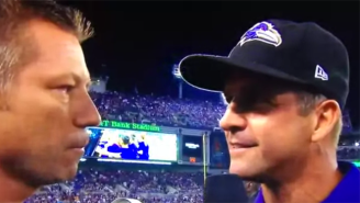 Things Got Awkward In This Halftime Interview With Ravens’ Coach John Harbaugh
