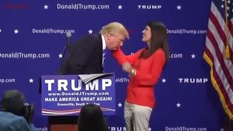 Donald Trump Had A Woman Feel His Hair On Stage At A Campaign Rally