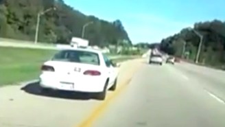 Watch This Woman Drive Off The Highway And Freak Out Under The Influence