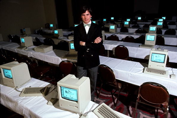 Steve Jobs with room full of computers, 1984. (Photo by Michael L Abramson/Getty Images)