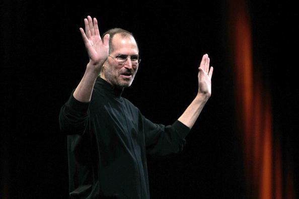 SAN FRANCISCO - JANUARY 15:  Apple CEO and co-founder Steve Jobs delivers the keynote speech to kick off the 2008 Macworld at the Moscone Center January 15, 2008 in San Francisco, California. Jobs introduced the wireless Time Capsule backup appliance, iTV 2 and the new ultra thin laptop MacBook Air.  (Photo by David Paul Morris/Getty Images)