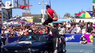 Check Out This Behind-The-Back Dunk Over A Car That Left Zach LaVine Speechless