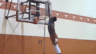Watch This Texas Freshman Touch The Top Of The Backboard Like Gravity Doesn’t Exist