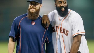 James Harden Threw Out Another First Pitch, But This Time Without Jorts