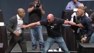 Check Out Conor McGregor And Jose Aldo Exchanging Headbutts In Their Craziest Faceoff Yet