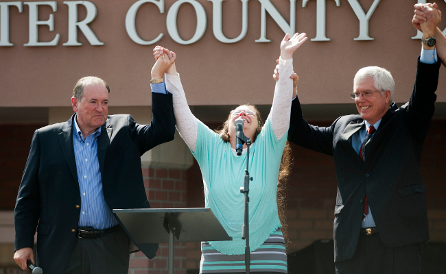 Kim Davis and Mike Huckabee