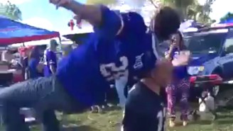 Watch This Bills Fan Funnel A Beer And Hilariously Fail At Beating Up A Patriots Dummy