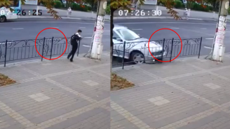 Watch This Kid Narrowly Avoid Disaster By Moving Just Before A Car Crashes Out Of Nowhere