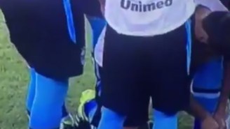 A Brazilian Soccer Player Had A Creative Way Of Peeing On The Pitch Before A Match
