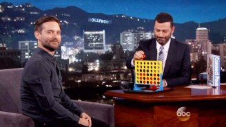 So It’s Come To This: Tobey Maguire And Jimmy Kimmel Play A Game Of Connect Four