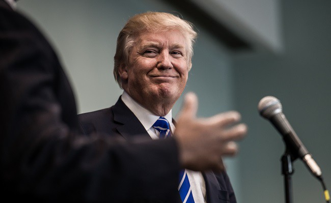 COLUMBIA, SC - SEPTEMBER 23: Republican presidential candidate Donald Trump speaks to the media before a campaign event September 23, 2015 in Columbia, South Carolina. Earlier today, Trump tweeted "FoxNews has been treating me very unfairly & I have therefore decided that I won't be doing any more Fox shows for the foreseeable future." (Photo by Sean Rayford/Getty Images)