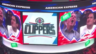 Yes, That Was Mavericks Owner Mark Cuban And Clippers Counterpart Steve Ballmer On The Kiss Cam