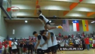 Watch This High School Basketball Player Jump Over Four People To Win A Dunk Contest