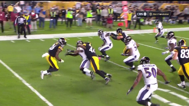 Le'Veon Bell Uses the Entire Field and a Michael Vick Block for this TD, Ravens vs. Steelers