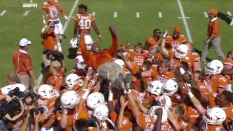 Charlie Strong Crowd-Surfed With His Team After Texas Upset Oklahoma