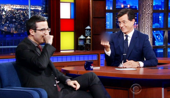 [VIDEO] Stephen Colbert Is No Fan Of John Oliver's Work Week