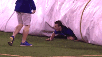 This Poor Kansas City Grounds Crew Member Got Swallowed Up By The Team’s Tarp