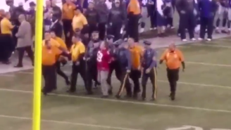 A 49ers Fan Tried To Headbutt And Spit At Security After Running Onto The Field