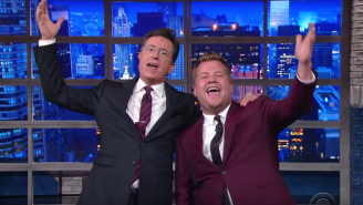 Watch Stephen Colbert And James Corden Break Out Into Song On ‘The Late Show’