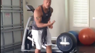Watch The Rock Hit A Ric Flair Strut In The Middle Of His ‘Post Cardio Bliss’ Dance