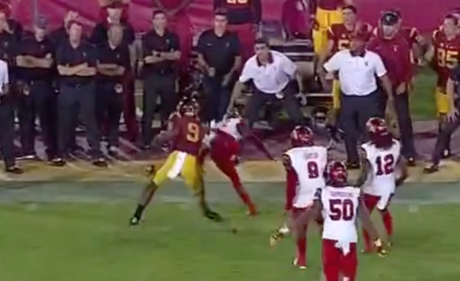 Watch USC's JuJu Smith-Schuster stiff-arm Utah defender to the