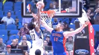 Andrew Wiggins Rises Up Over Aron Baynes For A Big Two-Handed Slam