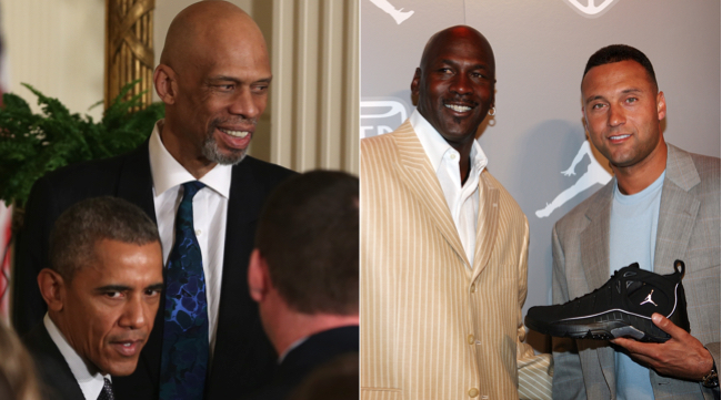 barack obama, kareem abdul jabbar, michael jordan, derek jeter