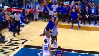 Andrew Bogut Nearly Leaps Over Karl-Anthony Towns On This HUGE Alley-Oop From Draymond Green