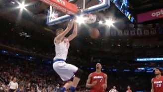 Kristaps Porzingis Finishes The Knicks’ Perfect Fast Break With A Powerful Alley-Oop