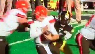 Johnny Manziel Somehow Didn’t Lose His Head On This Brutal Facemask