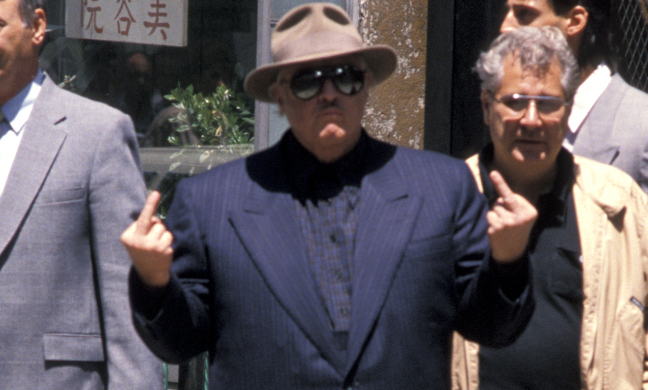 Marlon Brando on set middle fingers