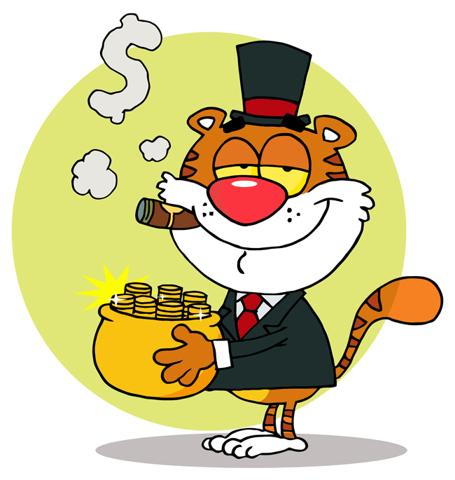 Searching Shutterstock for "money tiger" does not disappoint, by the way