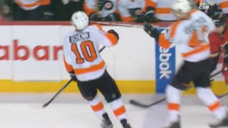 Here’s A Philadelphia Flyers Player Swinging His Stick Straight Into A Teammate’s Face