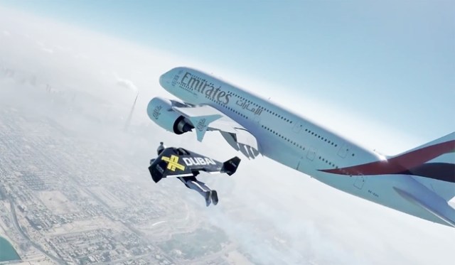 Watching two men flying jetpacks alongside an Airbus A380 is the most  awesome thing you'll see today