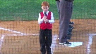 Watch This Kid Battle A Mean Bout Of Hiccups During This Epic National Anthem