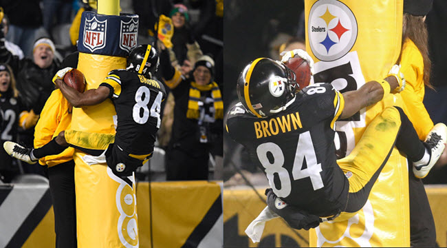 Pittsburgh Steelers wide receiver Antonio Brown celebrates his