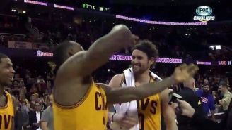Watch LeBron James Hit Kevin Love With A Stone Cold Stunner After The Cavs Latest Win