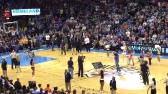Watch A Fan Win $20,000 With A Half-Court Shot At A Thunder Game