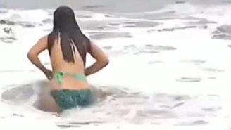 Viewers At Home Got An Unexpected Eyeful When This Reporter Jumped Into The Ocean On Live TV