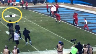What Is Cam Newton Doing Here? Is He Sleeping On The Field?