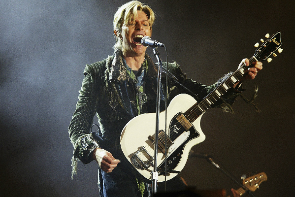 david bowie performing with guitar