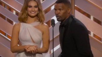 Here’s Jamie Foxx shouting out Straight Outta Compton on stage at the Golden Globes