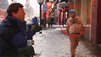 Take In This Shirtless Guy Just Out For A Stroll Enjoying Winter Storm Jonas