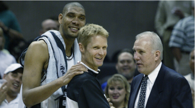 Spurs Tim Duncan & Steve Kerr.  San antonio spurs championships