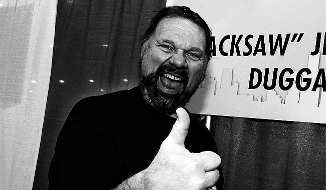 Hacksaw Jim Duggan knocks out fake Toronto Maple Leafs mascot