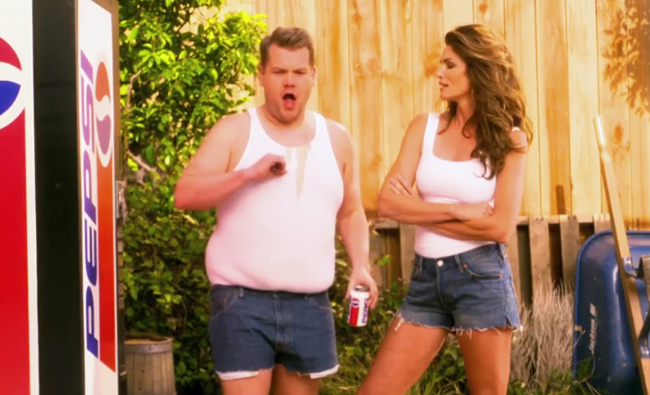 James Corden And Cindy Crawford Parody Iconic 1992 Pepsi Commercial