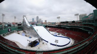 Check Out These Amazing Images Of A 140-Foot Big-Air Snow Ramp In Fenway Park